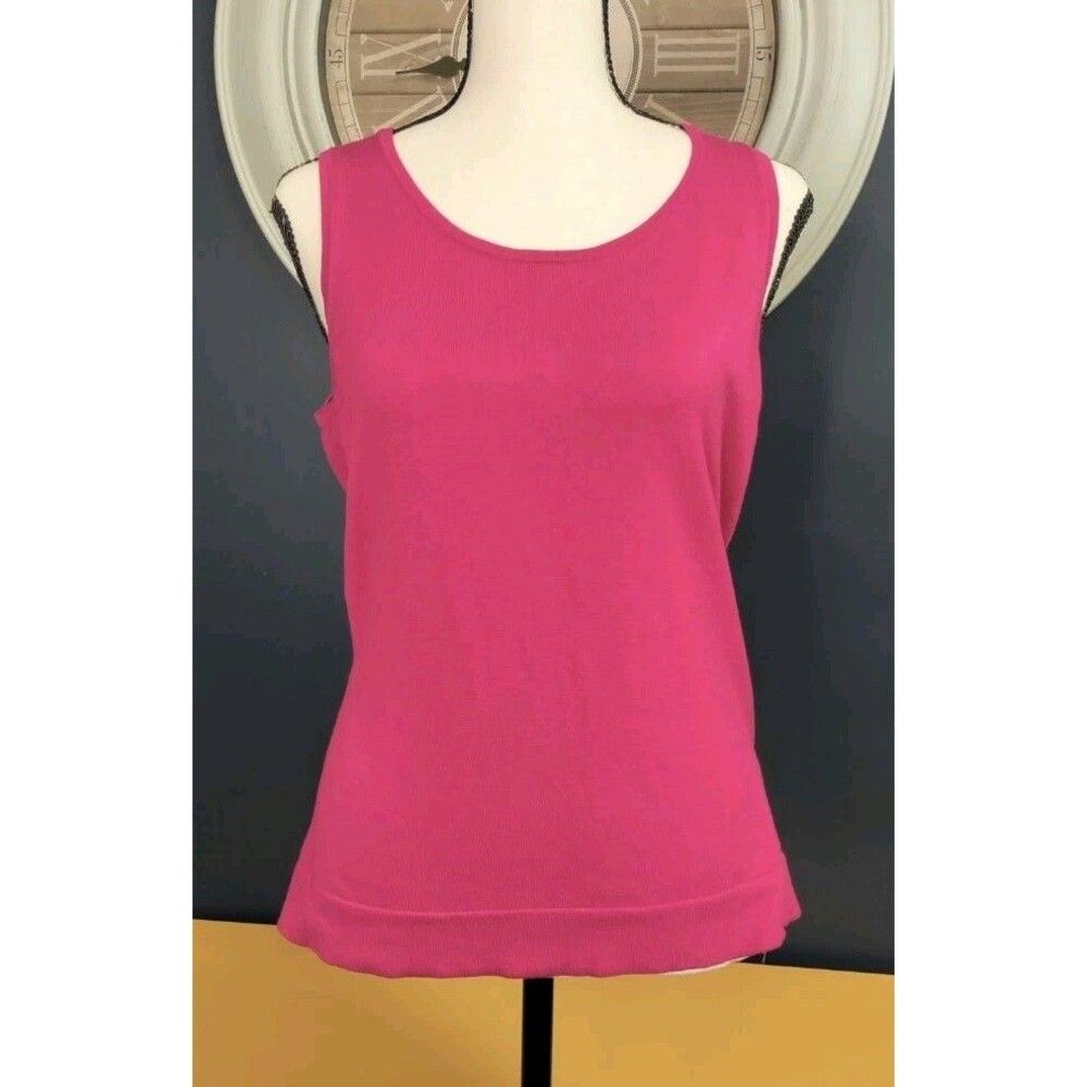 August Silk Sweater Sleeveless Tank Top Women's M Fuchsia Pink Silk Blend EUC